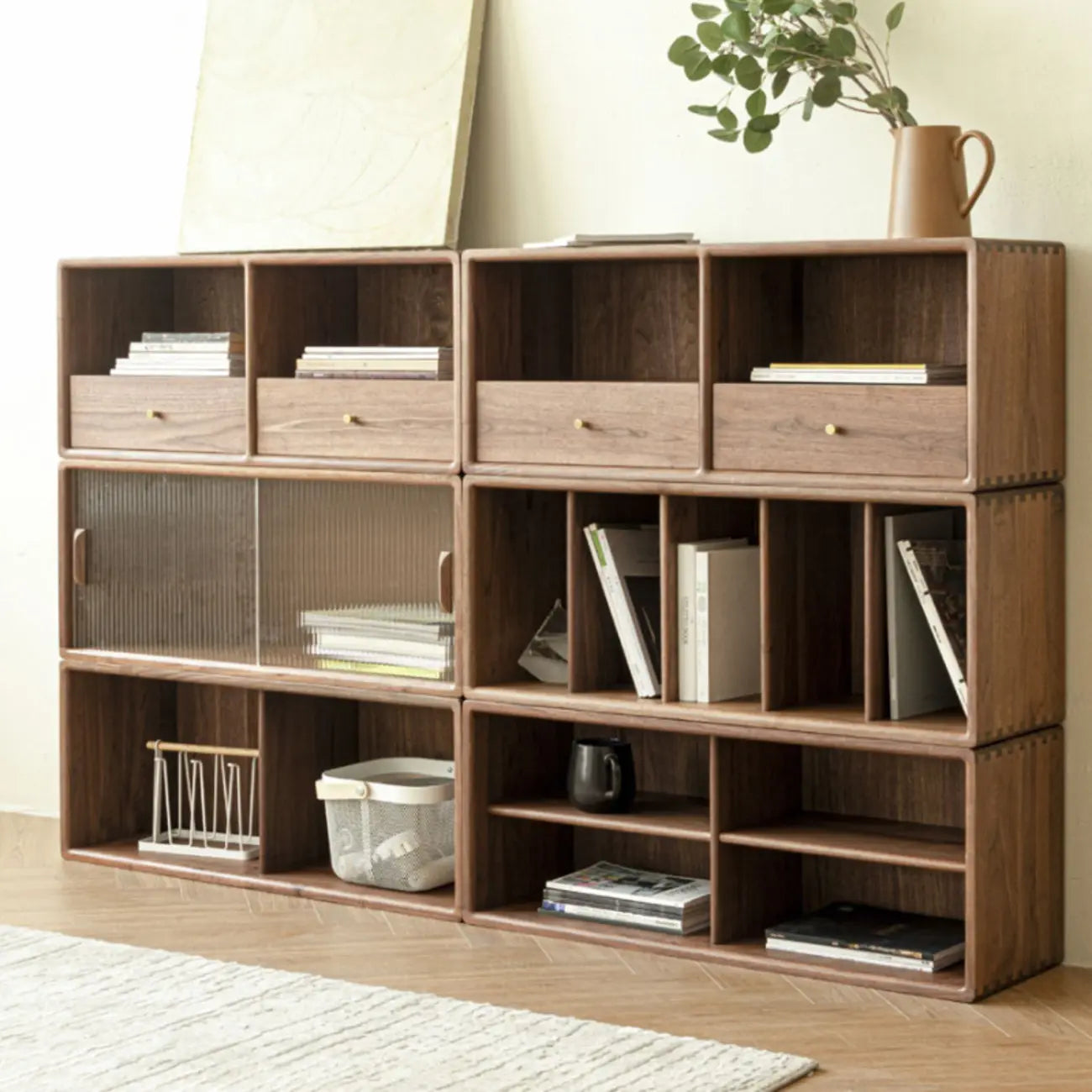 Modern Pine Rectangular Accent Cabinet for Home Display