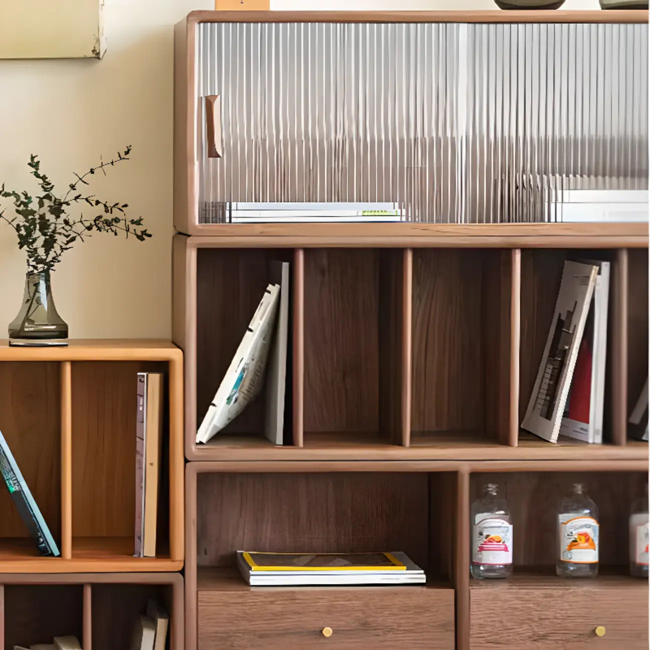 Modern Pine Rectangular Accent Cabinet for Home Display