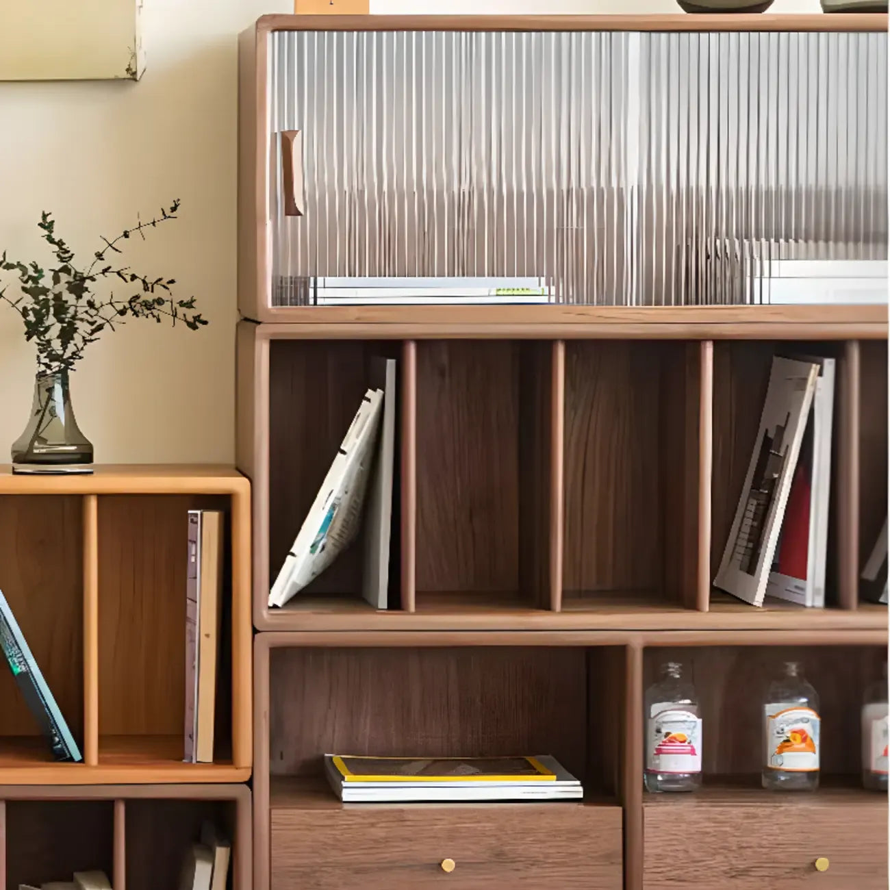 Modern Pine Rectangular Accent Cabinet for Home Display