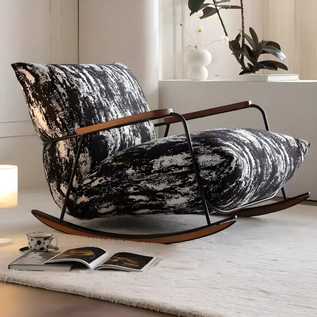 Modern Stain Resistant Upholstered Rocking Chair for Living Room