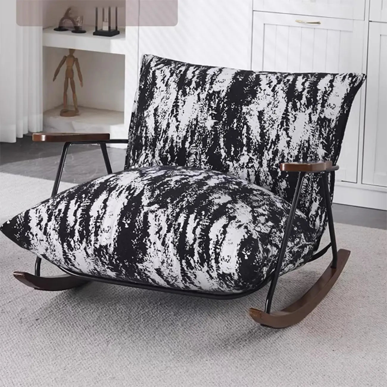Modern Stain Resistant Upholstered Rocking Chair for Living Room