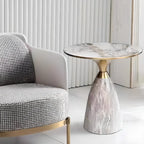 Glam Chairside Metal Round End Table for Living Room
