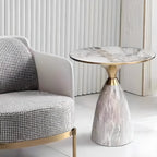 Glam Chairside Metal Round End Table for Living Room