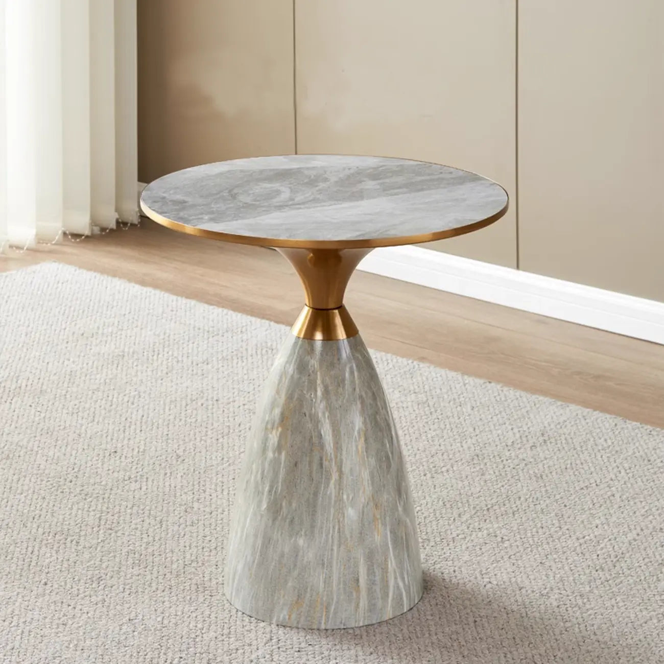 Glam Chairside Metal Round End Table for Living Room