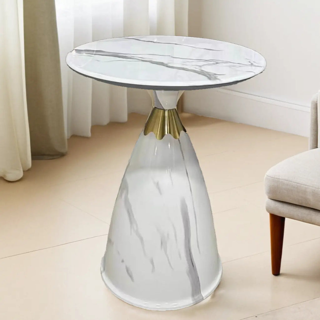 Glam Chairside Metal Round End Table for Living Room