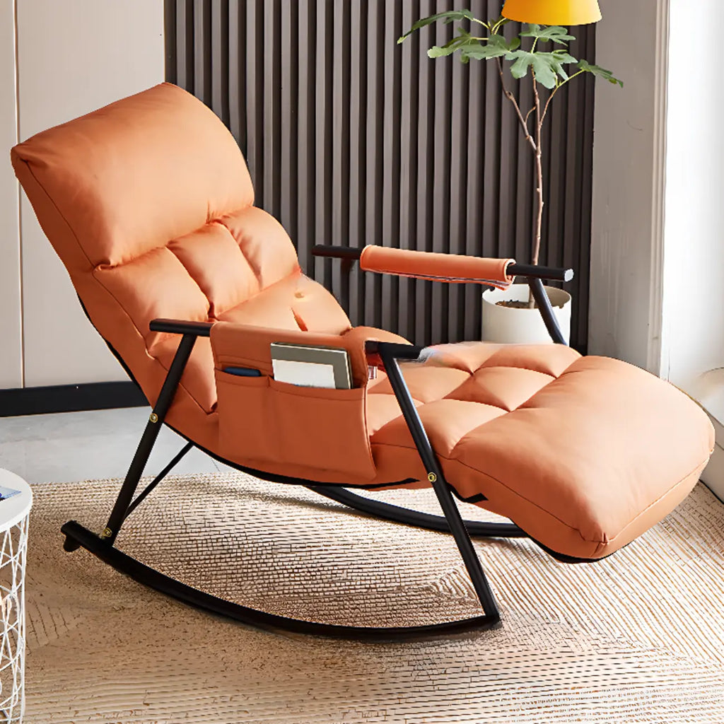Modern Metal Track Arms Upholstered Rocking Chair
