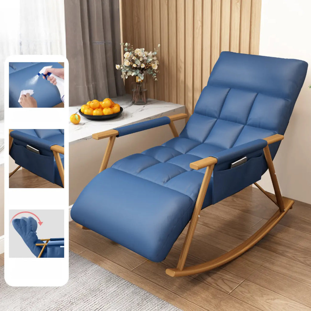 Modern Metal Track Arms Upholstered Rocking Chair