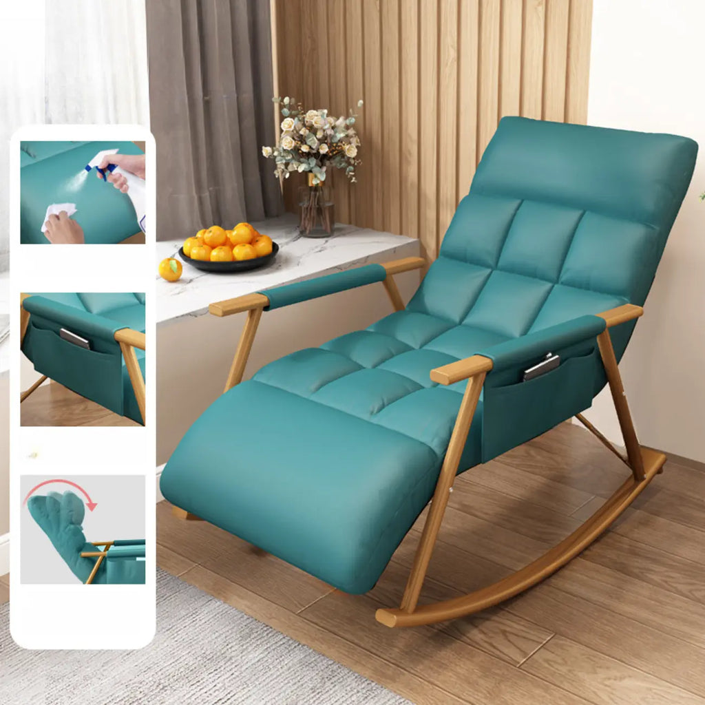 Modern Metal Track Arms Upholstered Rocking Chair