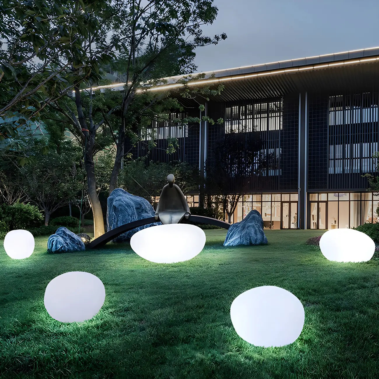 LED White Stone Shaped Landscape Light for Lawn Decor
