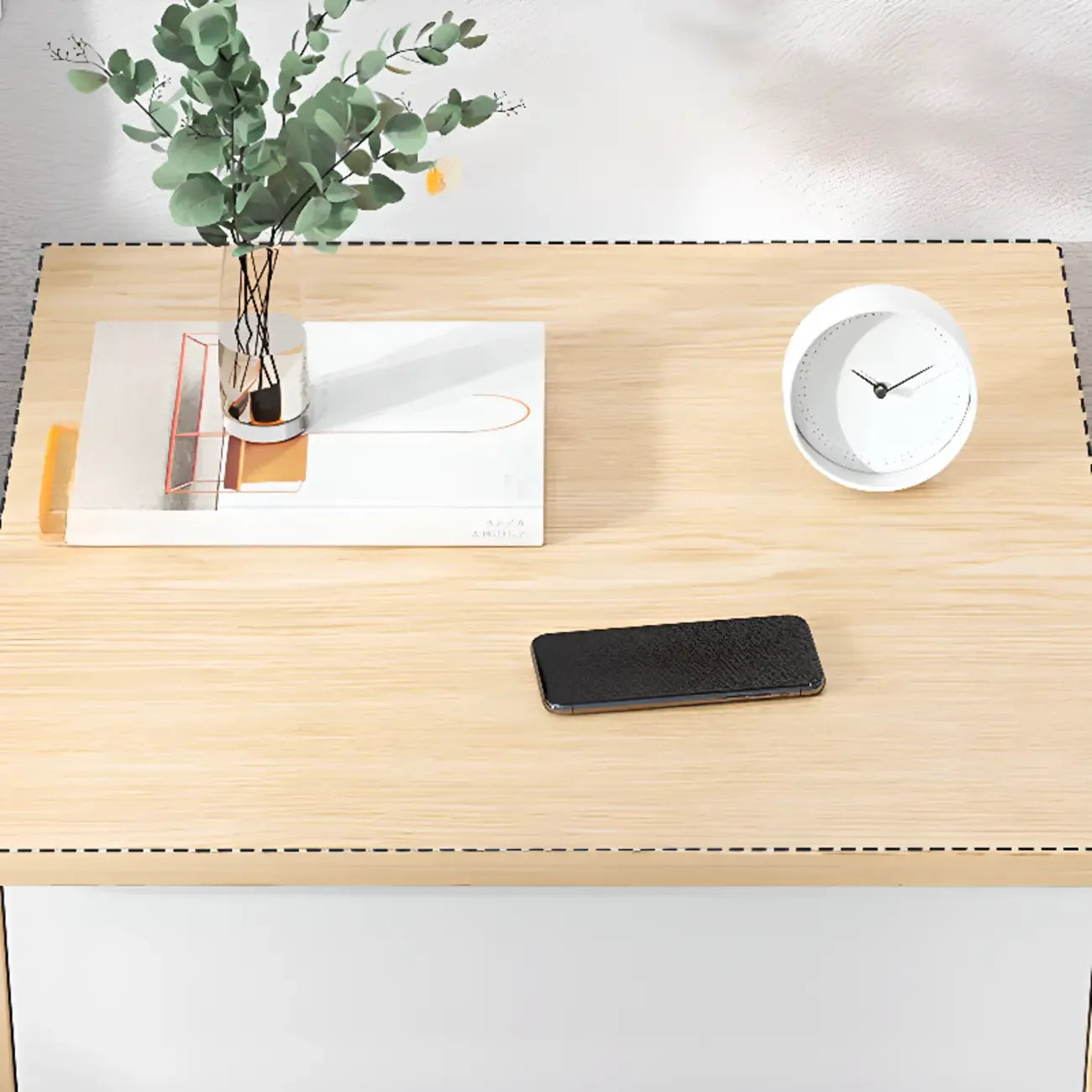 Wooden Square Bedside Storage Table with Up/Dowm Drawer