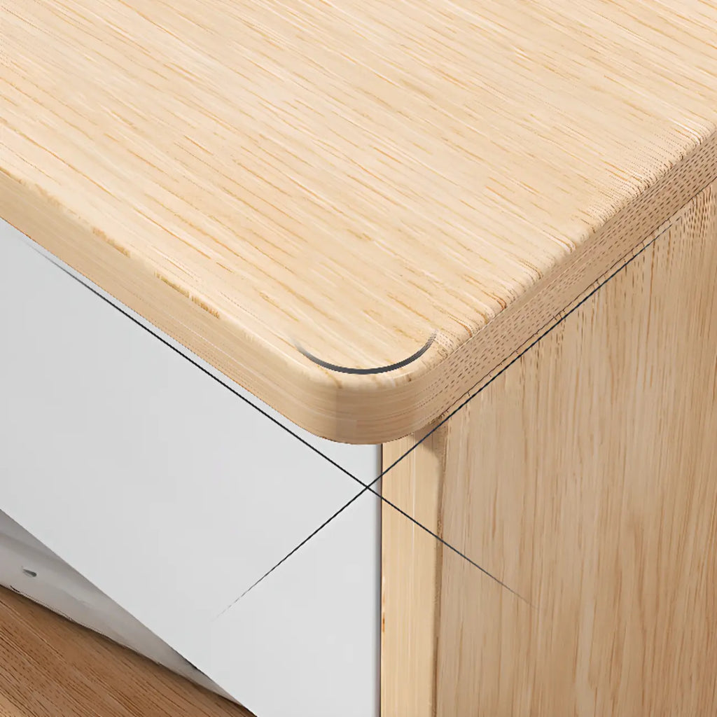 Wooden Square Bedside Storage Table with Up/Dowm Drawer