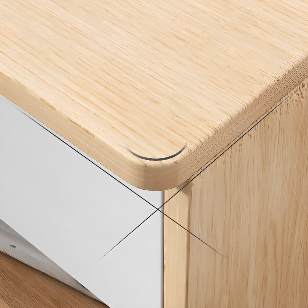 Wooden Square Bedside Storage Table with Up/Dowm Drawer