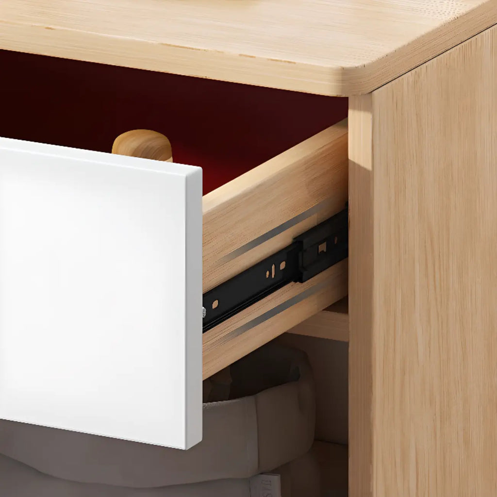 Wooden Square Bedside Storage Table with Up/Dowm Drawer