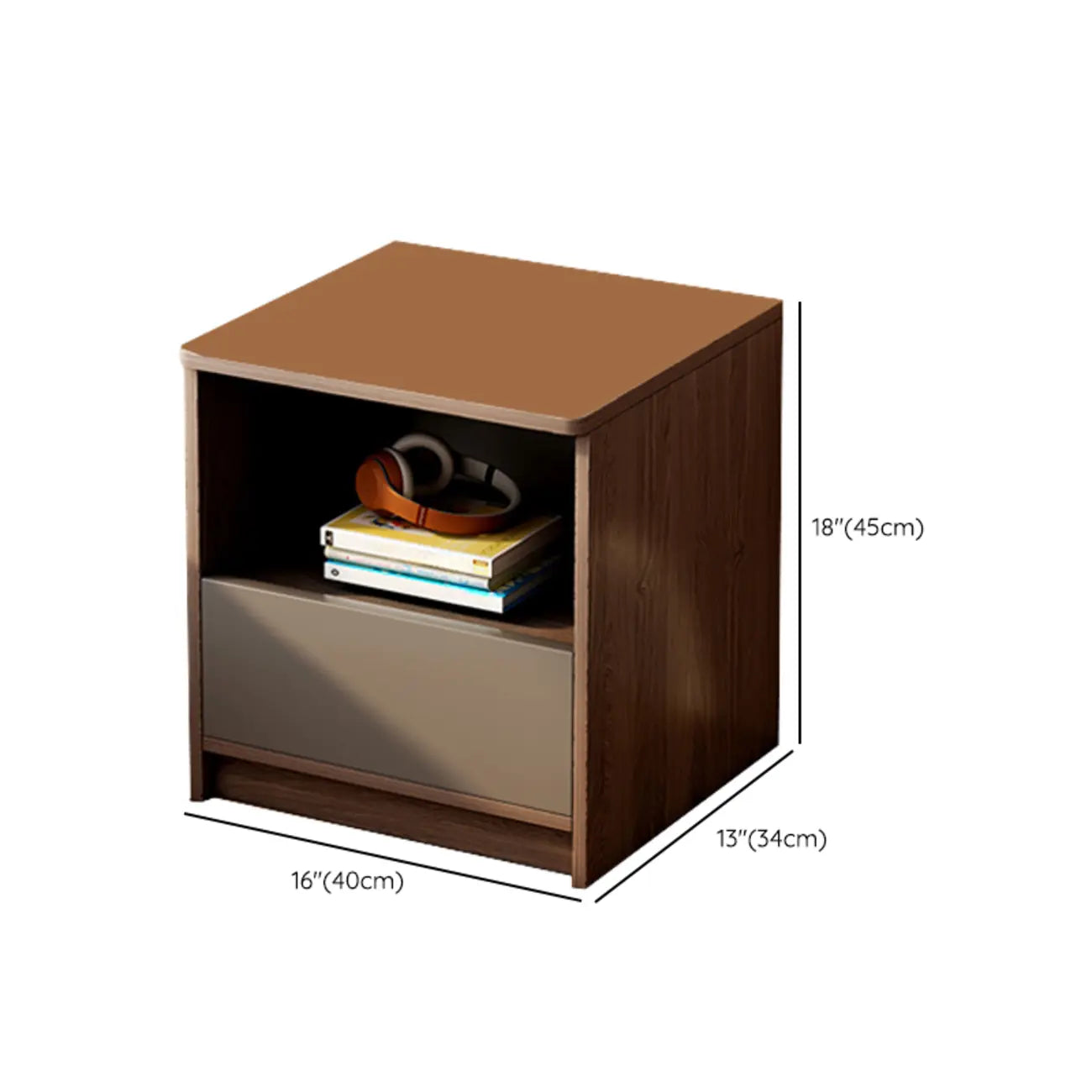 Wooden Square Bedside Storage Table with Up/Dowm Drawer