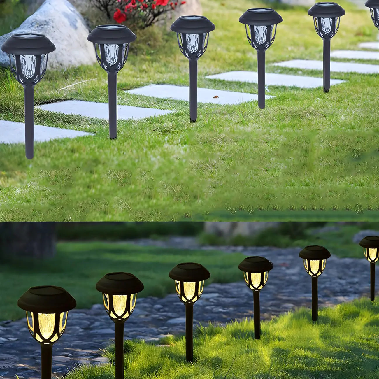 Solar LED Crystal Outdoor Bollard Lights for Gardens and Patios