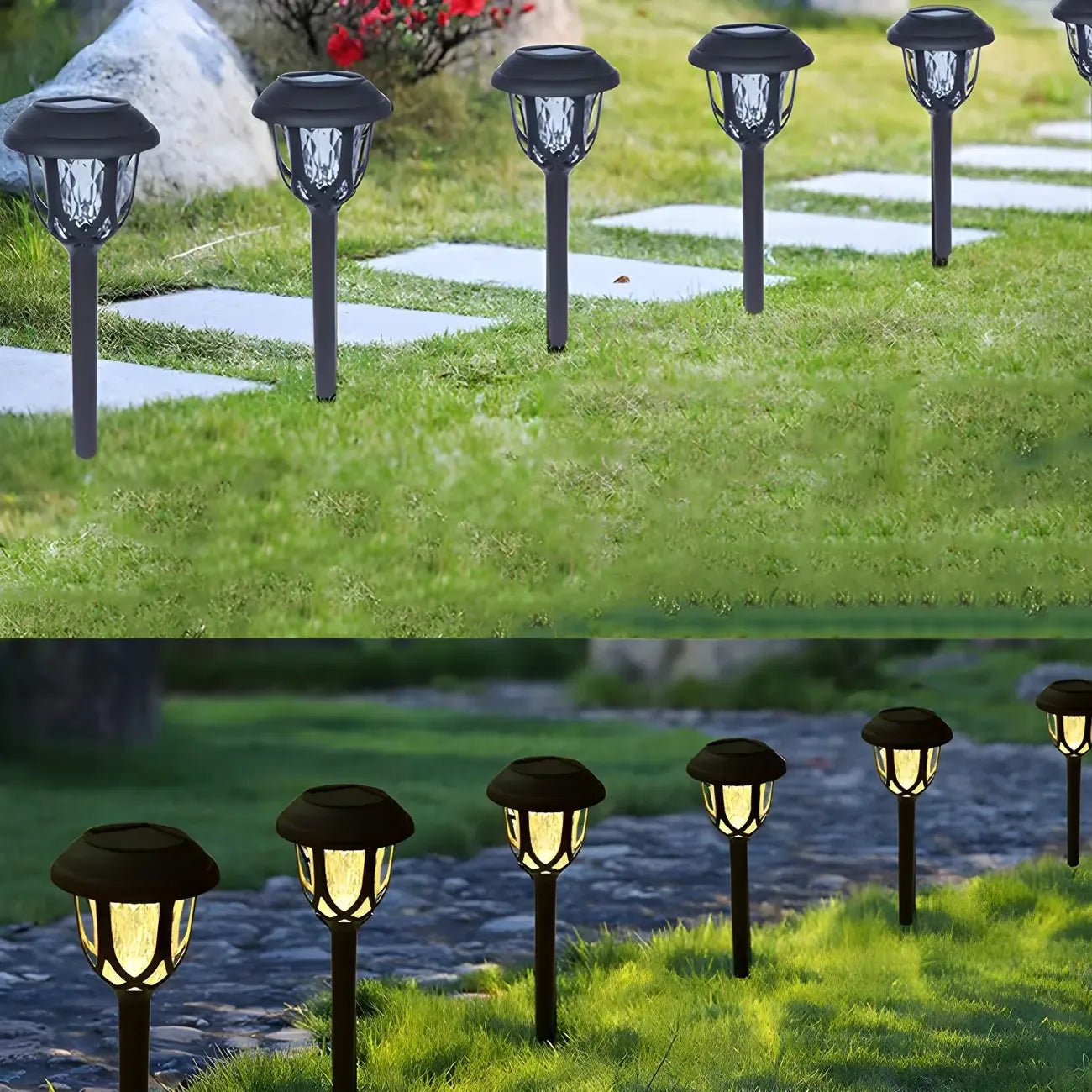 Solar LED Crystal Outdoor Bollard Lights for Gardens and Patios