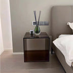 Modish Transparent Acrylic Nightstand with Open Shelf & Wheels