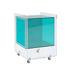 Modish Transparent Acrylic Nightstand with Open Shelf & Wheels