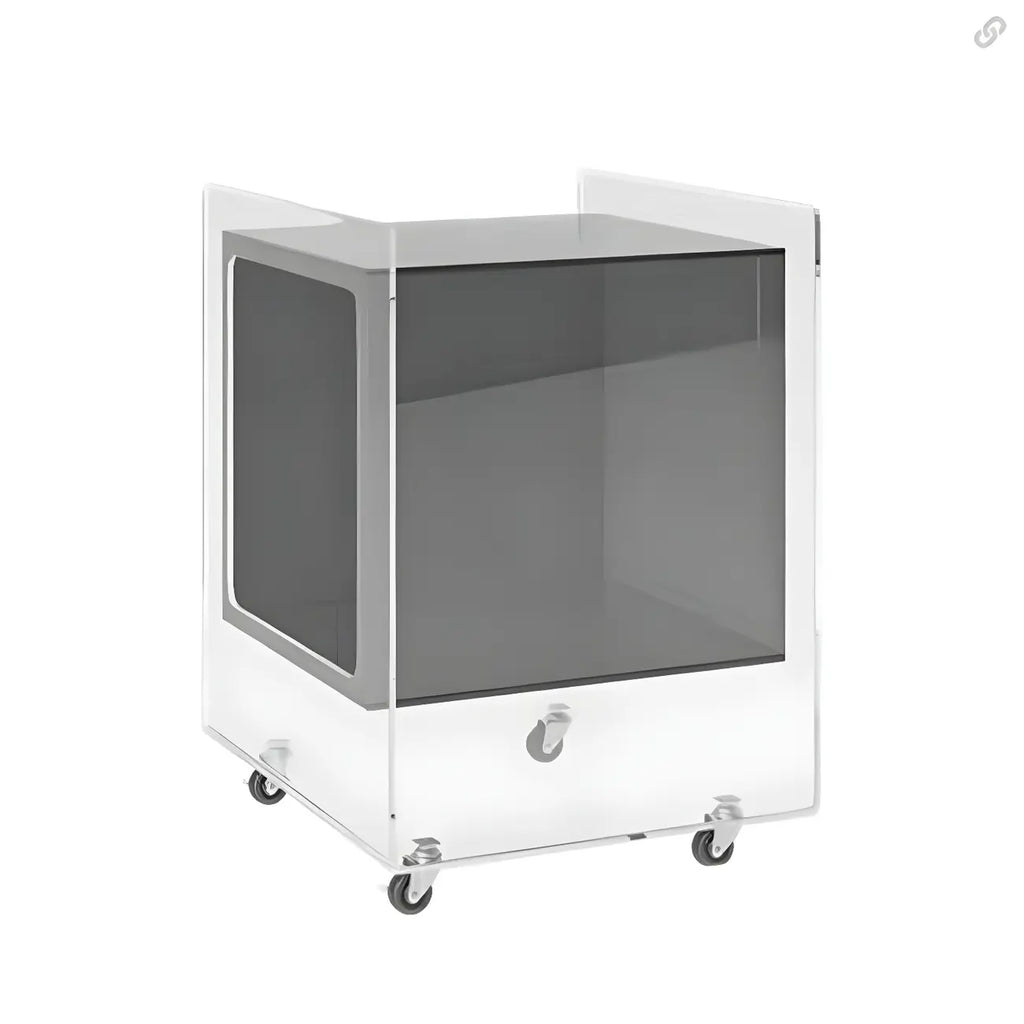 Modish Transparent Acrylic Nightstand with Open Shelf & Wheels