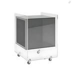 Modish Transparent Acrylic Nightstand with Open Shelf & Wheels