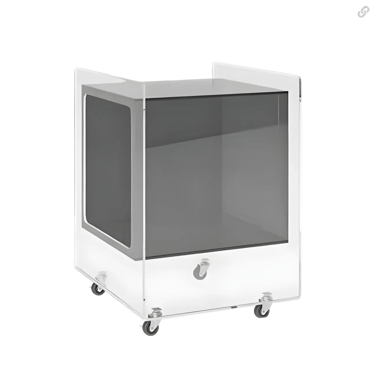 Modish Transparent Acrylic Nightstand with Open Shelf & Wheels