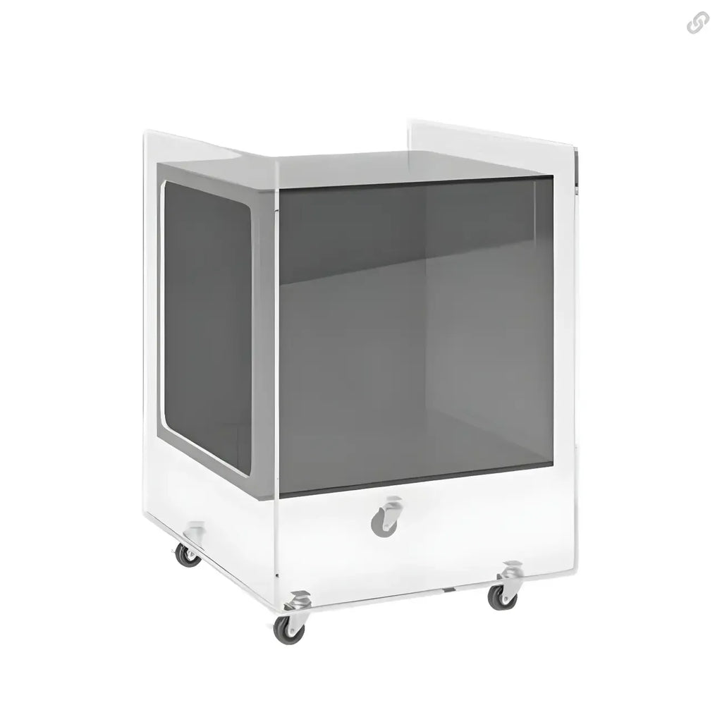 Modish Transparent Acrylic Nightstand with Open Shelf & Wheels