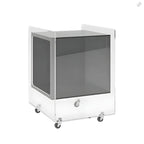 Modish Transparent Acrylic Nightstand with Open Shelf & Wheels
