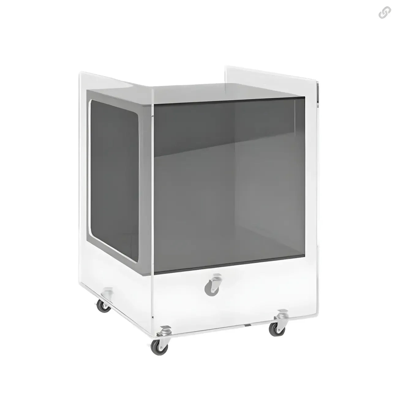 Modish Transparent Acrylic Nightstand with Open Shelf & Wheels