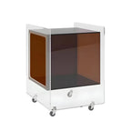 Modish Transparent Acrylic Nightstand with Open Shelf & Wheels