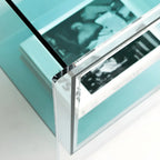 Modish Transparent Acrylic Nightstand with Open Shelf & Wheels