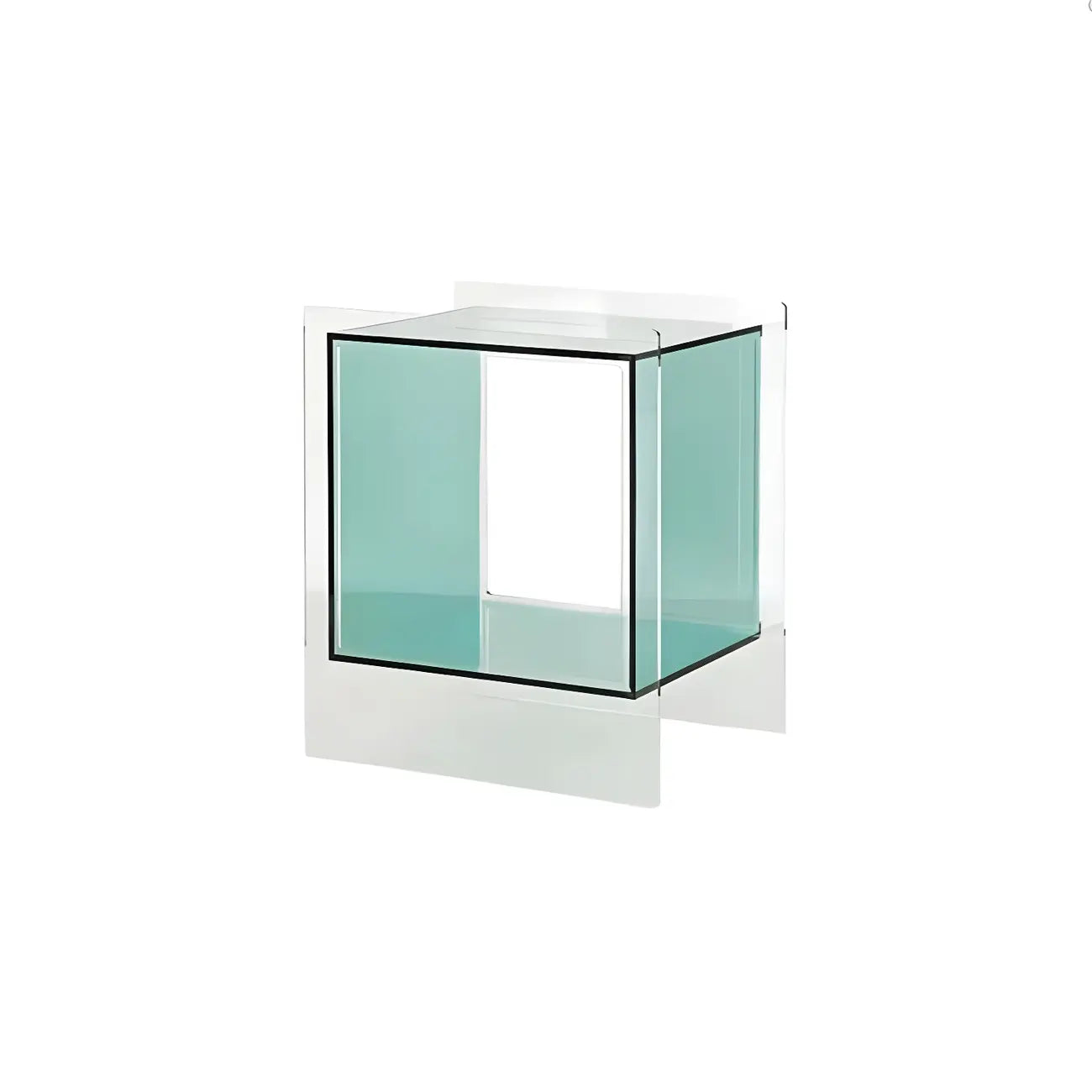Modish Transparent Acrylic Nightstand with Open Shelf & Wheels