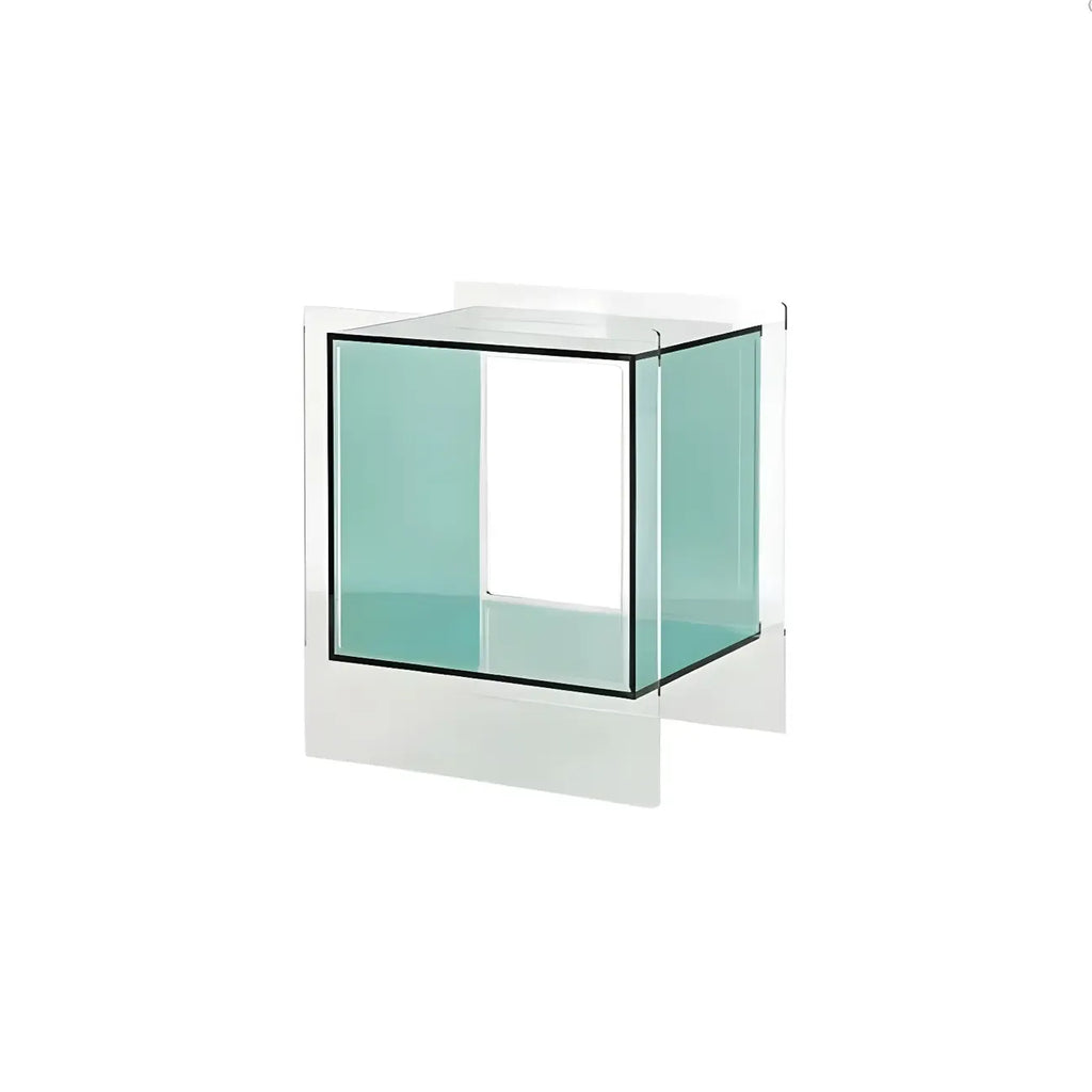 Modish Transparent Acrylic Nightstand with Open Shelf & Wheels