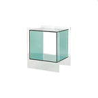 Modish Transparent Acrylic Nightstand with Open Shelf & Wheels
