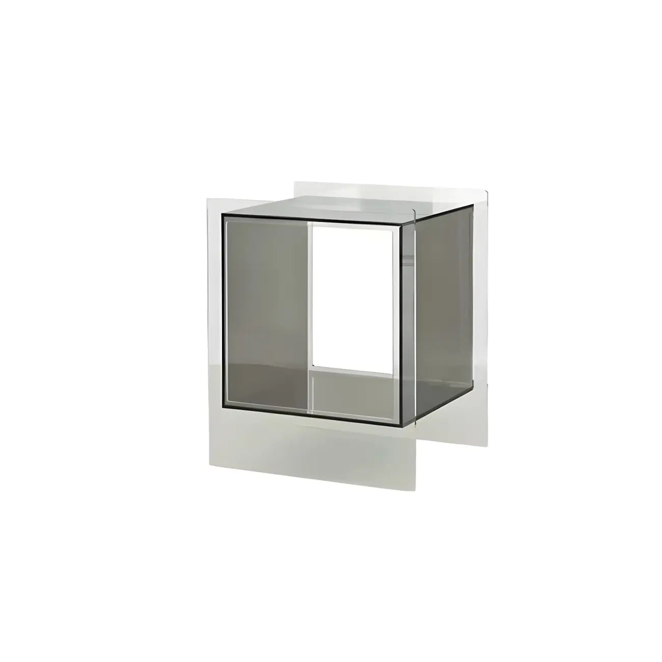 Modish Transparent Acrylic Nightstand with Open Shelf & Wheels