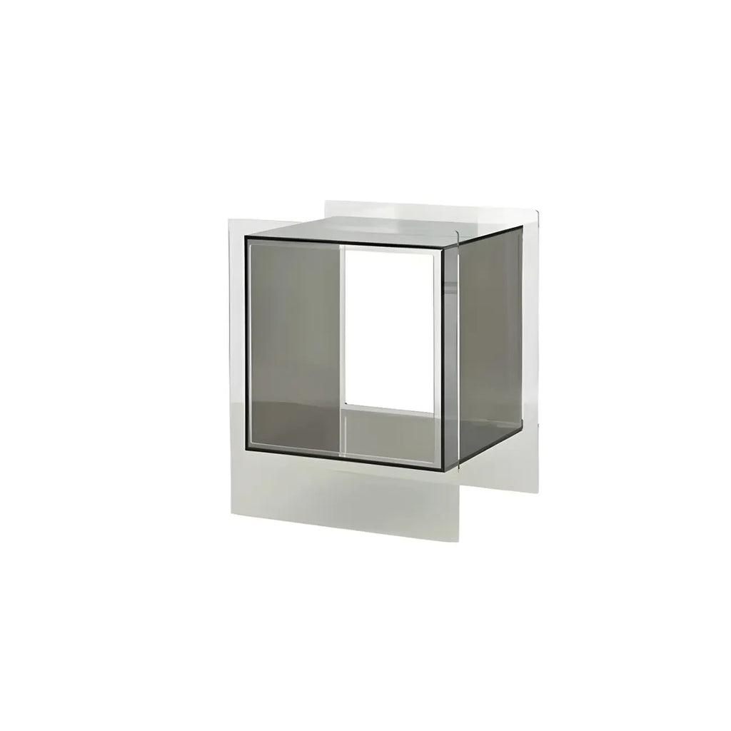 Modish Transparent Acrylic Nightstand with Open Shelf & Wheels