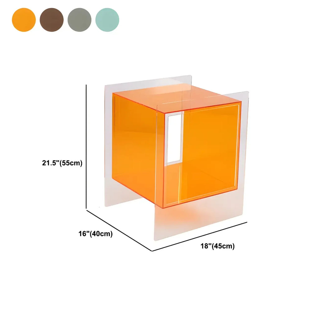 Modish Transparent Acrylic Nightstand with Open Shelf & Wheels