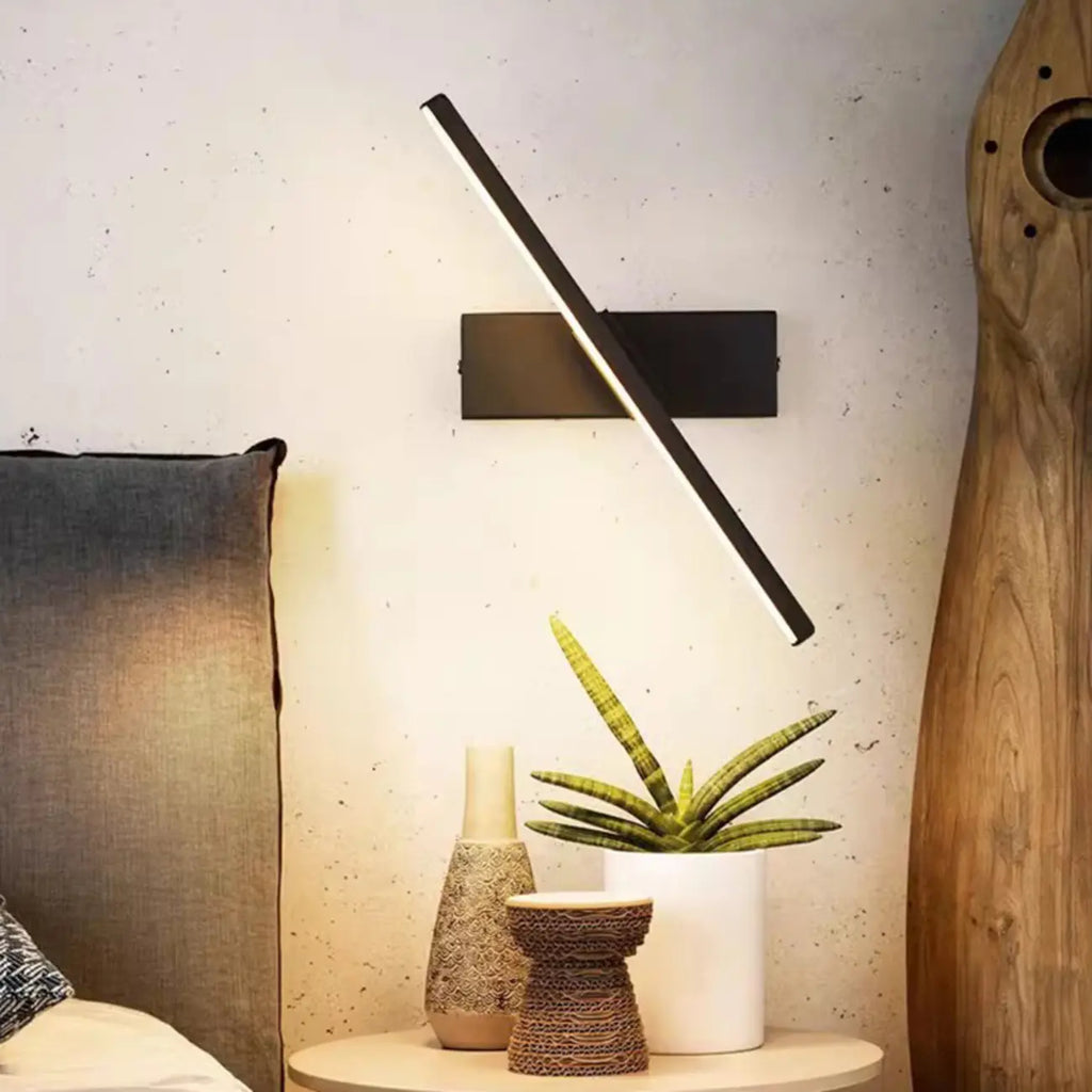 Rotatable Simple Black Linear Mini Wall Sconce Dimmable