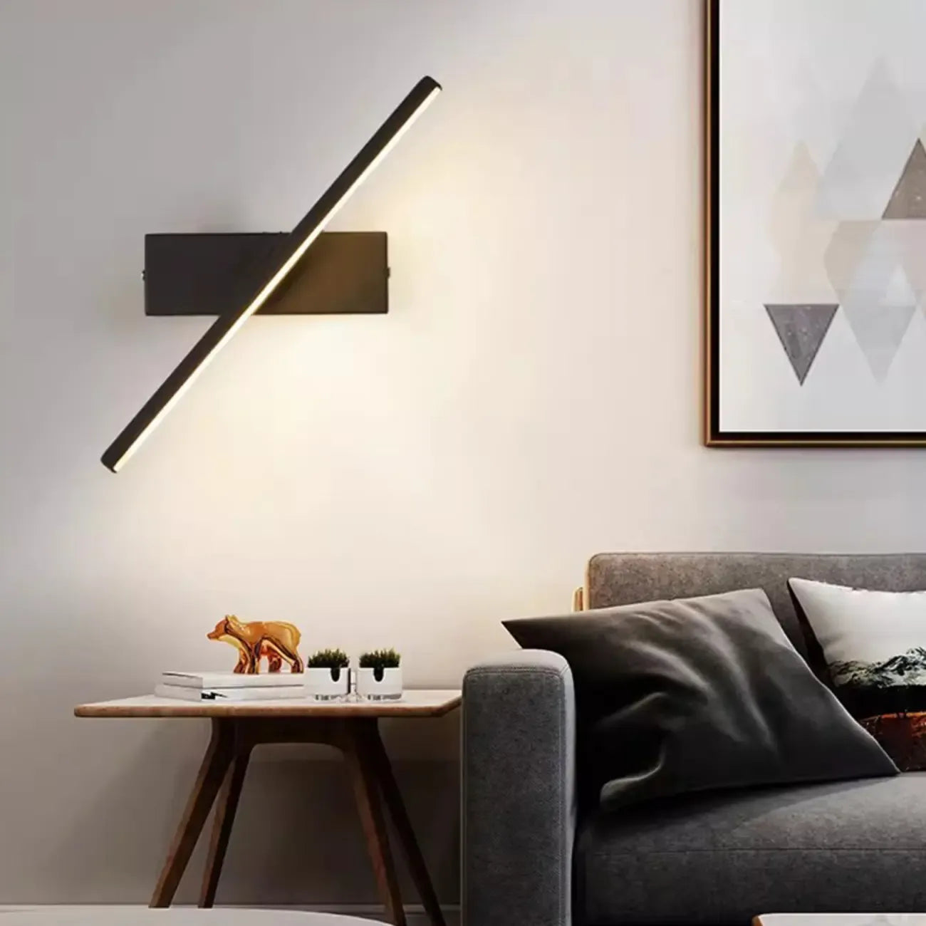 Rotatable Simple Black Linear Mini Wall Sconce Dimmable