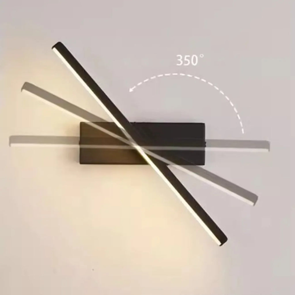 Rotatable Simple Black Linear Mini Wall Sconce Dimmable