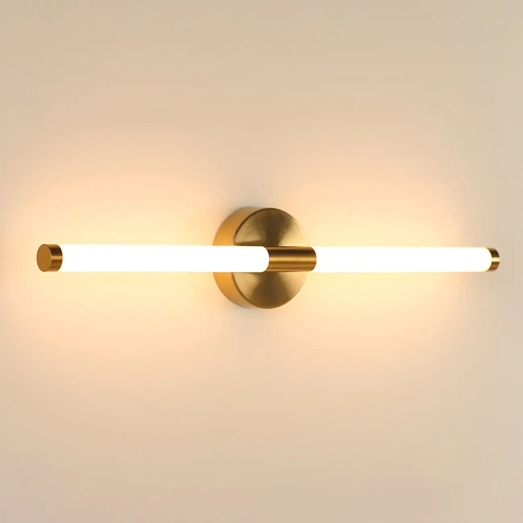 Minimalist Dimmable Gold Tube Vanity Light for Bathroom