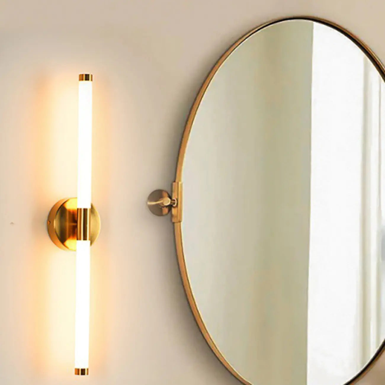 Minimalist Dimmable Gold Tube Vanity Light for Bathroom