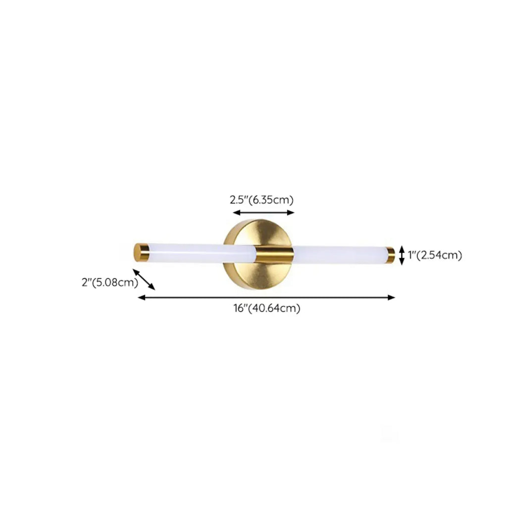 Minimalist Dimmable Gold Tube Vanity Light for Bathroom