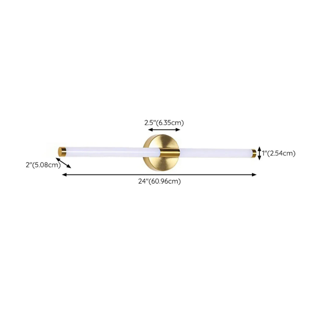 Minimalist Dimmable Gold Tube Vanity Light for Bathroom