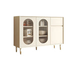 16W Glam Wooden Sideboard with Glass Doors & Cabinets