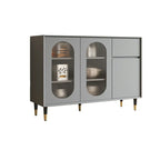 16W Glam Wooden Sideboard with Glass Doors & Cabinets