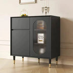 16W Glam Wooden Sideboard with Glass Doors & Cabinets