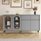 16W Glam Wooden Sideboard with Glass Doors & Cabinets