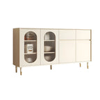 16W Glam Wooden Sideboard with Glass Doors & Cabinets