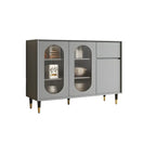 16W Glam Wooden Sideboard with Glass Doors & Cabinets