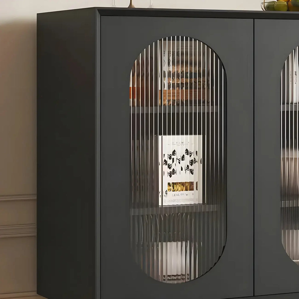 16W Glam Wooden Sideboard with Glass Doors & Cabinets